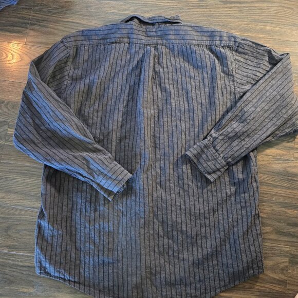 IZOD Men's Charcoal Gray & Black Pin Stripe Cotton/Linen Shirt SIZE XXL - Picture 7 of 7